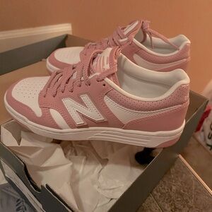 New Balance Blush and White Athletic Shoes